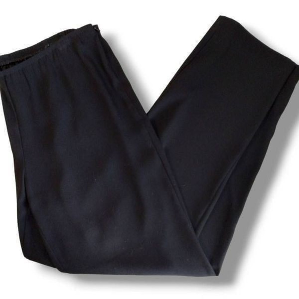 Eileen Fisher Womens Pants Sz Small Black Straight Front Zip Back Pockets